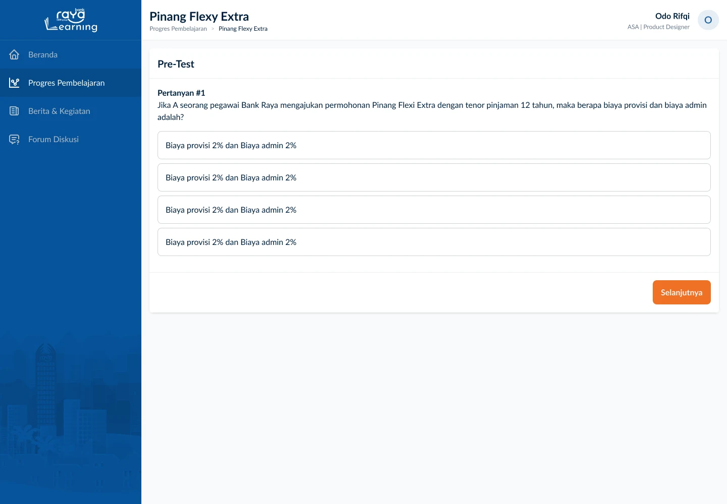 LMS test screen