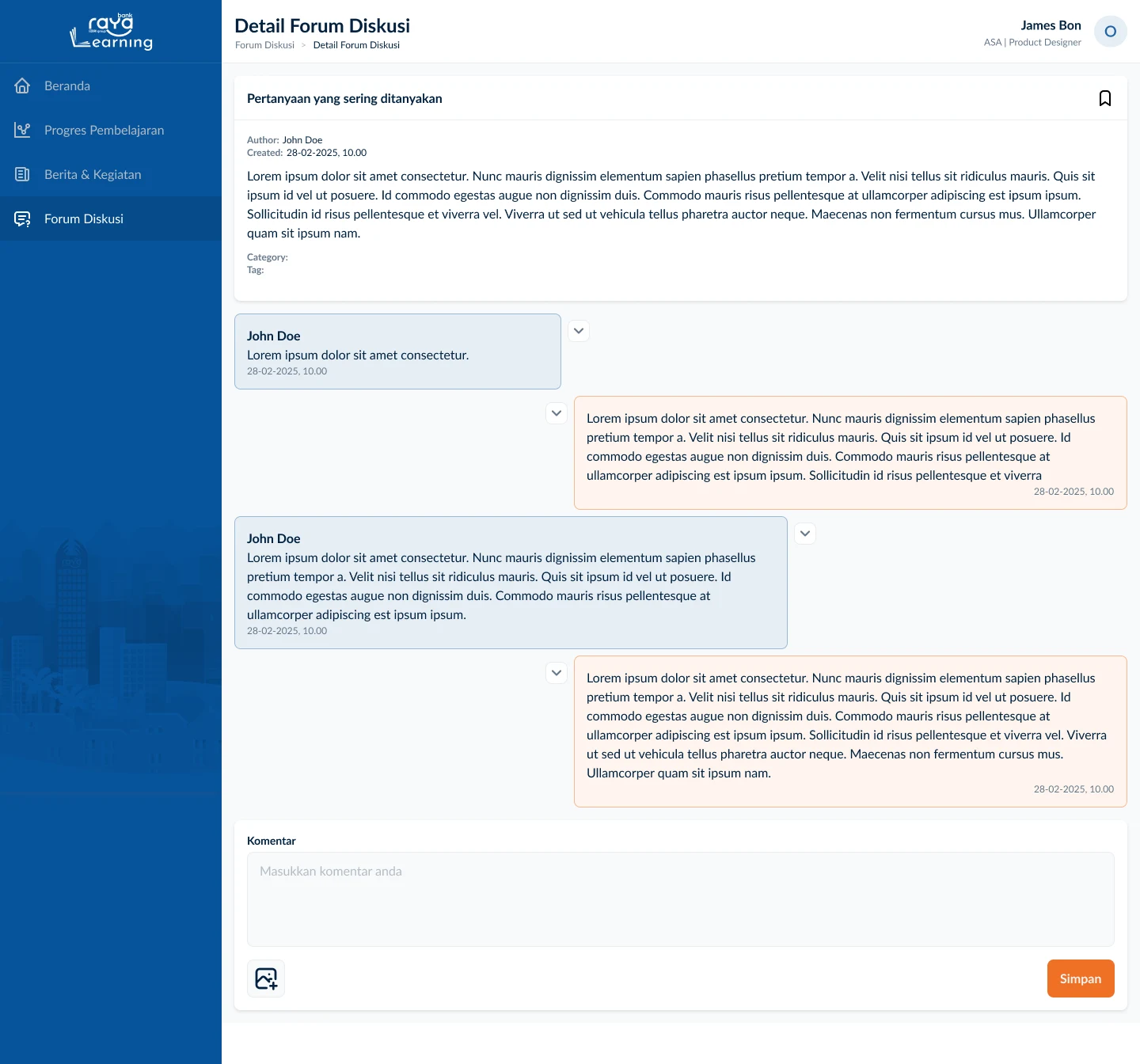 LMS discussion forum detail screen